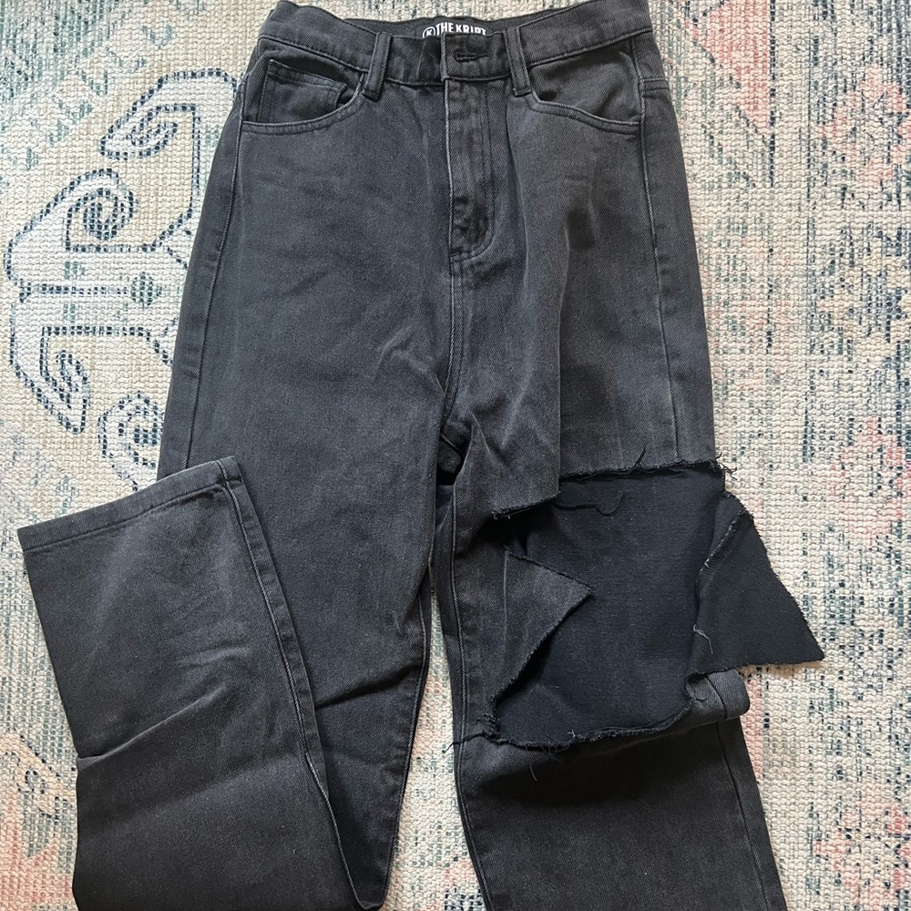 Black Slash Boyfriend Jeans